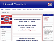 Tablet Screenshot of hillcrestcanadiens.com